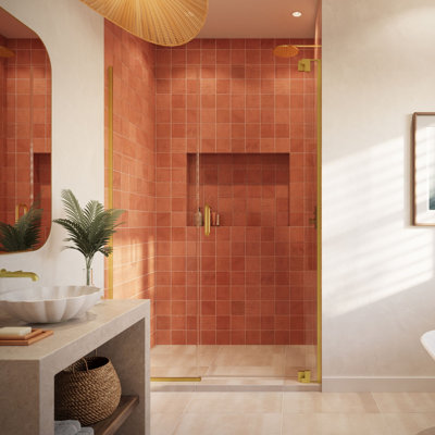  Flex X Duo 51 - 54 x 72" Frameless Pivot Shower Door 3/8" and 5/16" Flex X Clear Tempered Glass