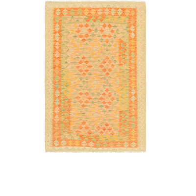 Tapis de zone en laine noué la 3 pi 5 po x 5 pi one-of-kind main Elland