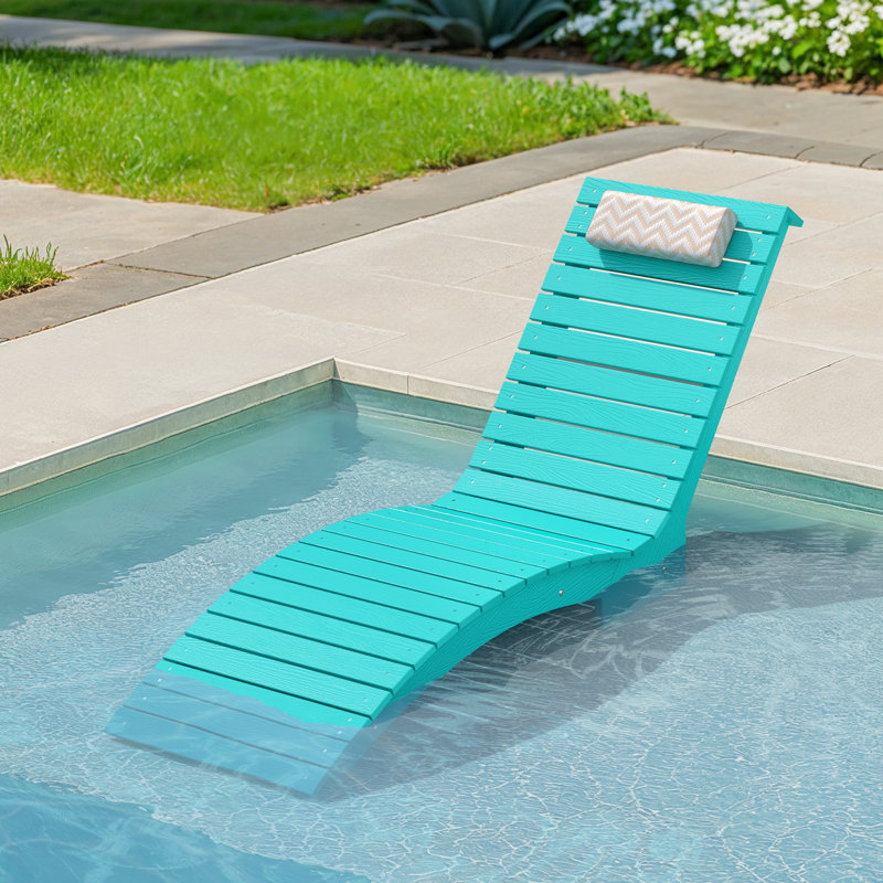 Aquawave Waterproof Patio Chaise Lounge – Anti-Drift Poolside Comfort With Adjustable Headrest & Sandbag Anchors, Aruba Blue