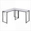Bureau d'écriture de style rustique industriel de 35,5 po avec base en métal, blanc antique et amp; Noir | Bois et métal-2013338836