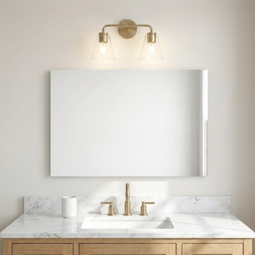 Nabi Vanity Light, Clear, Satin Brass, 2