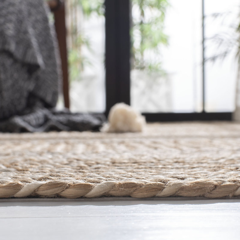 Chesnut Natural Fiber Flat Weave Jute And Cotton With Latex Striped Rug, Round 6'