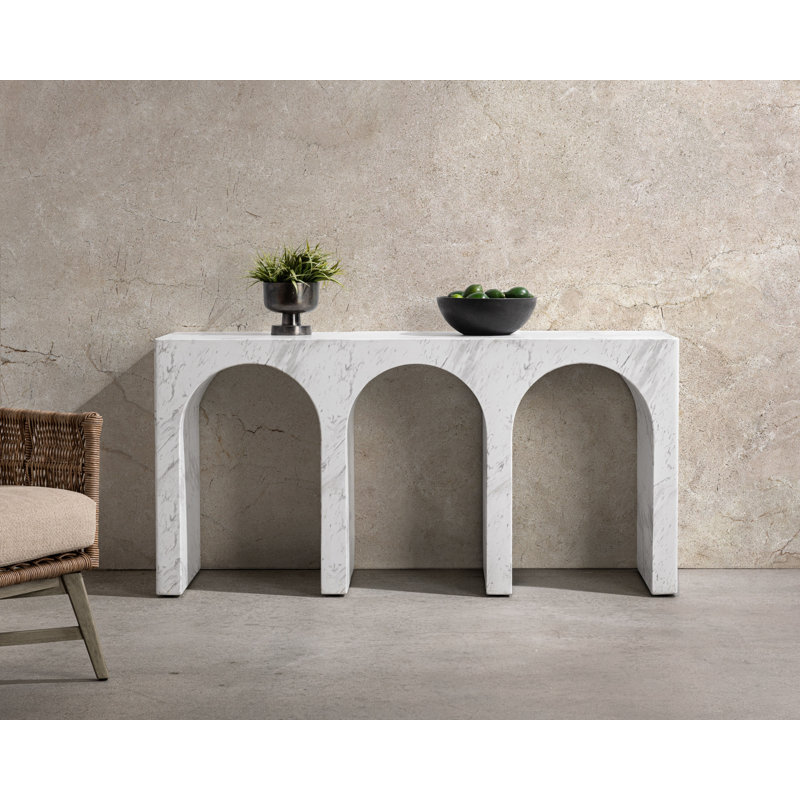 Marmo Outdoor Concrete 61" Console Table Ivory/Gray
