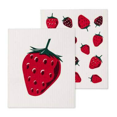 Artgoodies Organic Strawberry Block Print Tea Towel