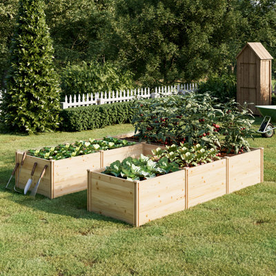 Lit de jardin surélevé en bois pour l'extérieur, grande boîte à fleurs profonde pour le jardinage, les légumes, les fleurs, les herbes
