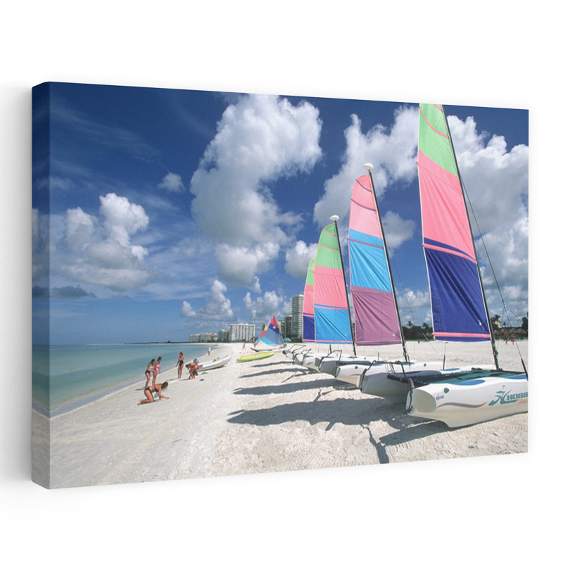 2000S Catamarans On Beach Marco Island Fl Usa Abstract Classic Colorful Beach Ocean Wall Art, H 40 po x l 60 po