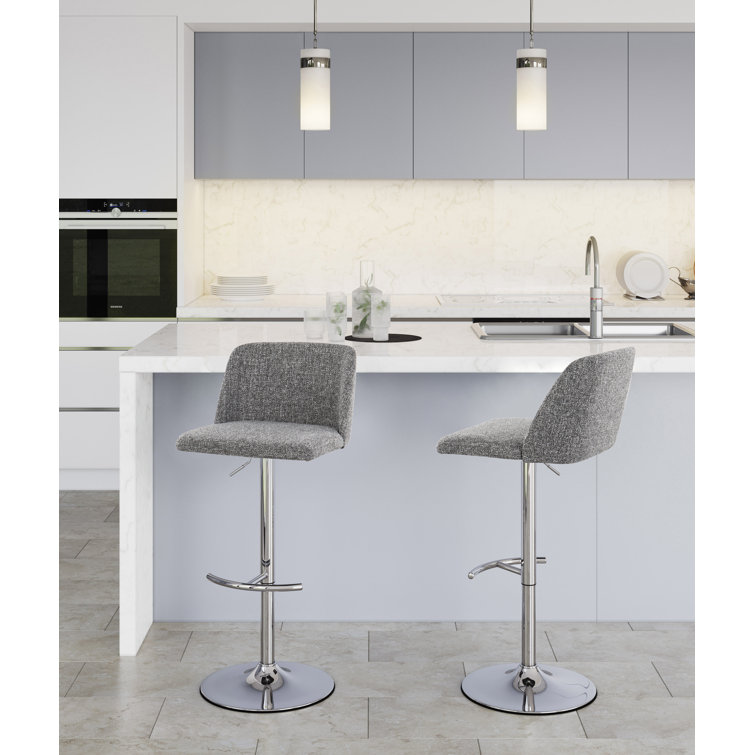 Swivel Upholstered Adjustable Height Counter Stool with Metal Frame