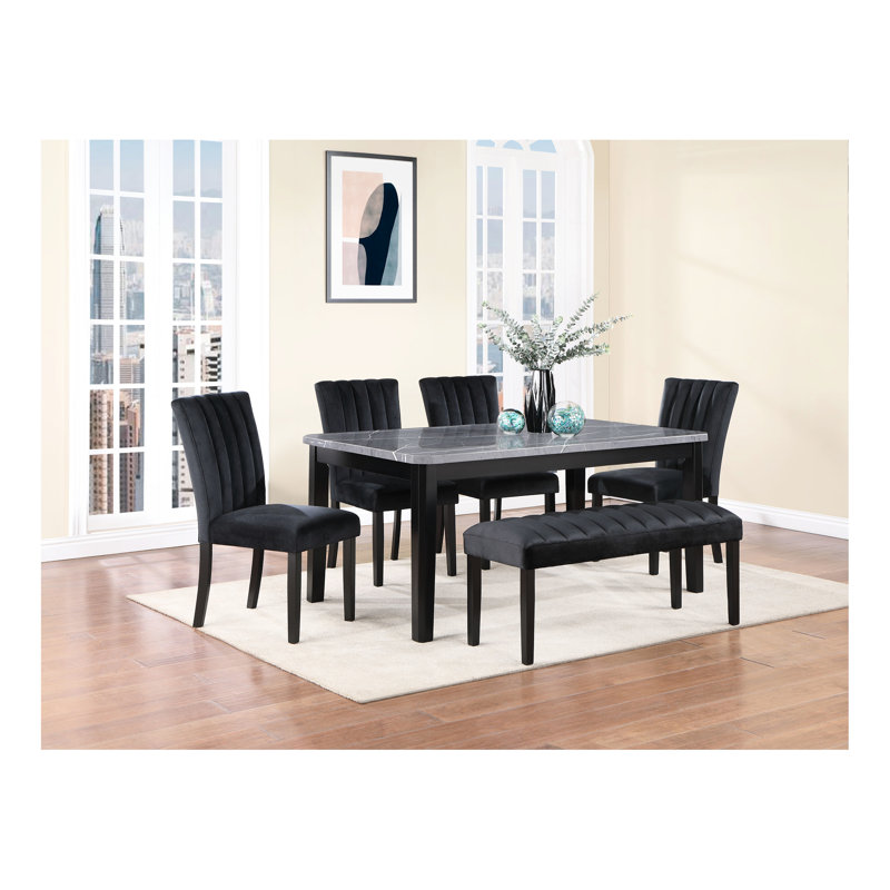 Table de salle à manger gris foncé, style transitionnel et coins chanfreinés, et bois d'hévéa, P 66,53 po x l 38,55 po H 29,63 po, 93,85 lb, nettoyer avec de l'eau propre - table solvant en gris, 66 po 38 po 29,63 po, 93,85 po
