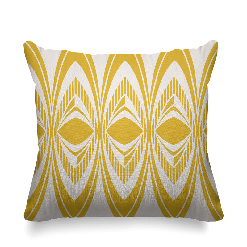 Housse et insert de coussin d'extérieur carré Chisom Tribal, L 19 po x H 19 po, Jaune
