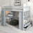 Leda Storage Loft Bed with Desk, Bookcase and LED Lights-2127575532-2127575534