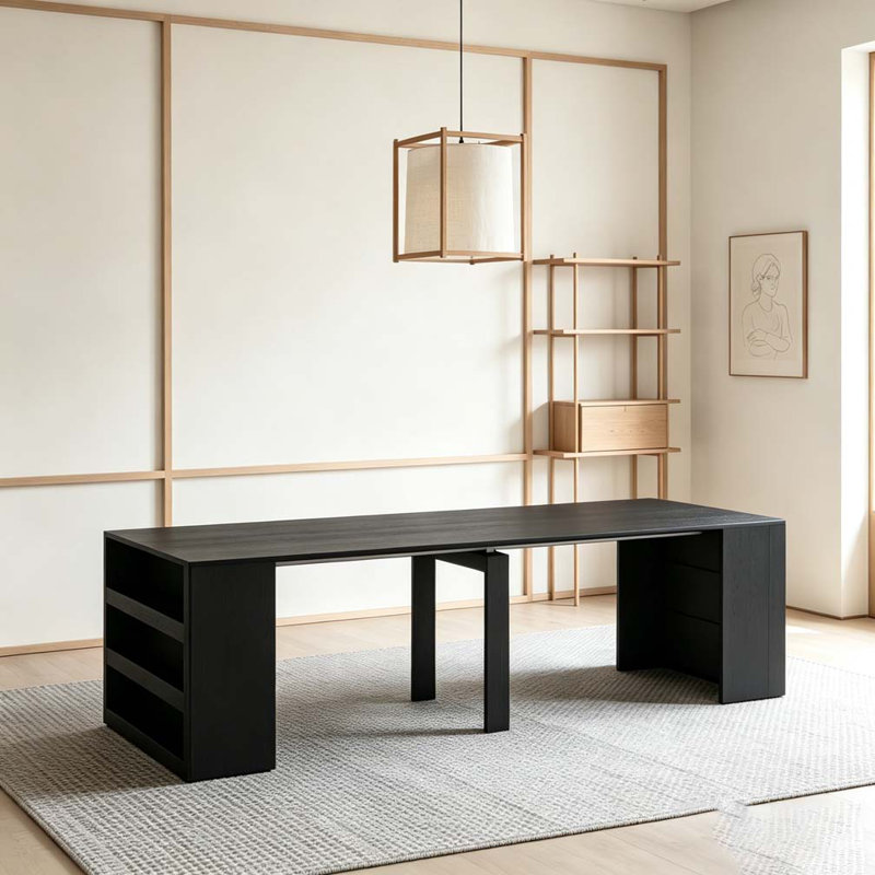 Table de salle à manger extensible pliable, Black