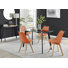 Scandinavian Minimalist Style Glass and Metal Leg Person Dining Set - Table and Chairs