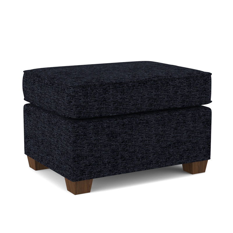 Finn 26" Wide Rectangle Standard Ottoman, Montana Walnut, Herring Cove Aquamarine