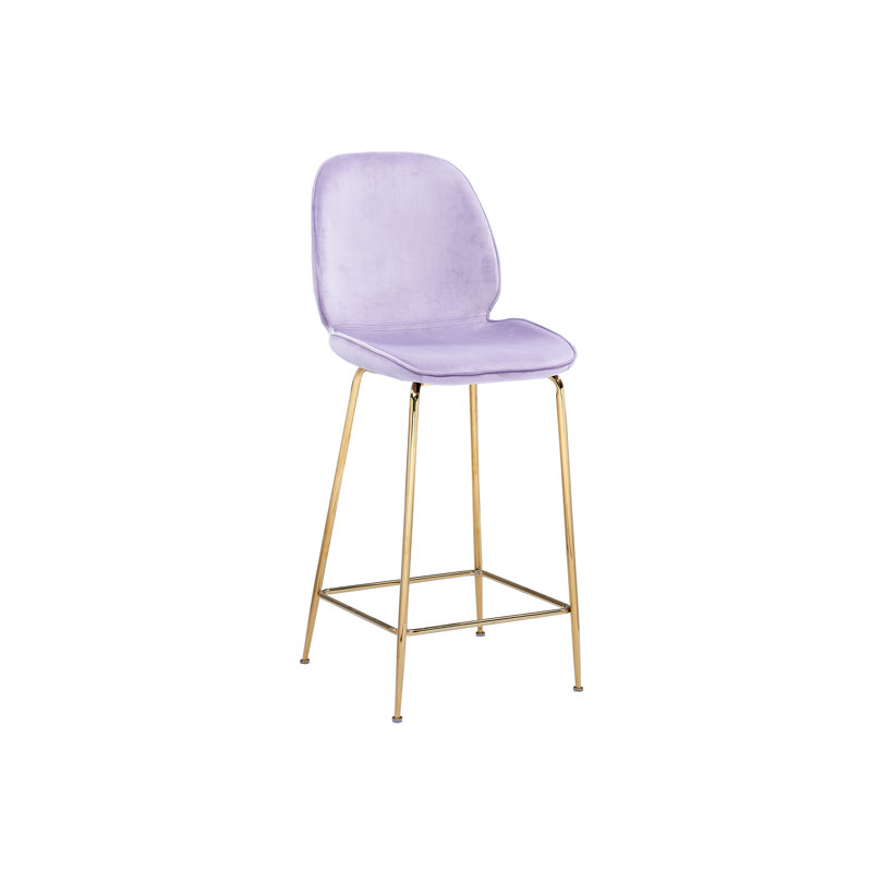 Darena Upholstered Counter Stool with Metal Frame, Pink, Counter Stool (24" Seat Height)