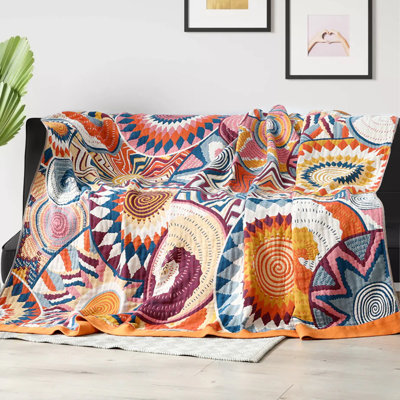 Jeté 100% coton naturel, jeté Boho tissé doux et respirant pour canapé, canapé et lit