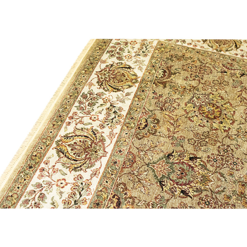 Hand Knotted Wool Area Rug in Camel And Ivory