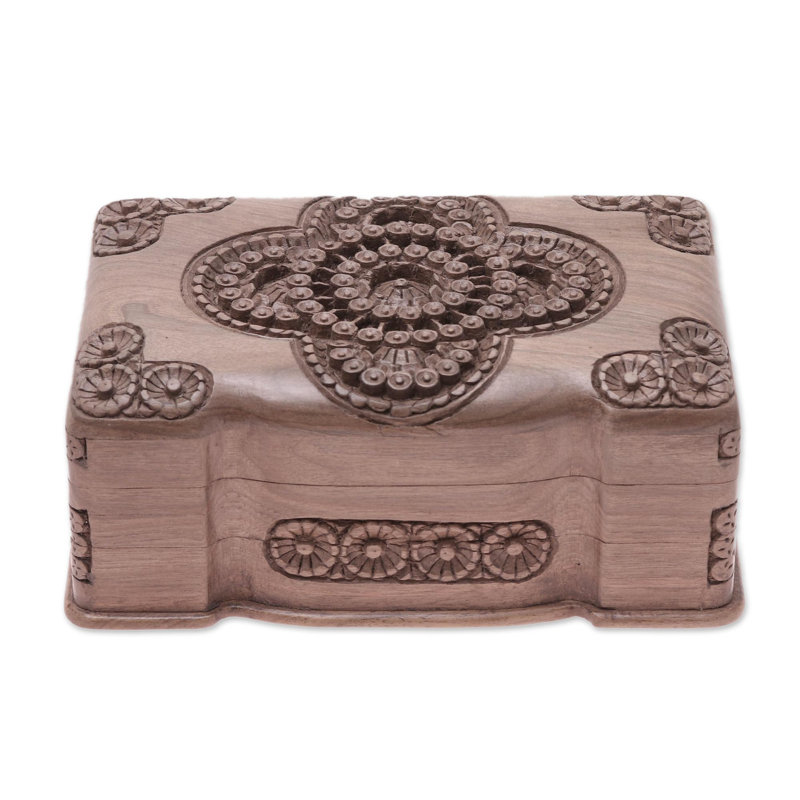 Boîte à bijoux florale en bois
