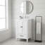 Meuble-lavabo blanc de 20 po avec lavabo, armoire à deux portes, tiroir, butoir de porte magnétique et patins réglables