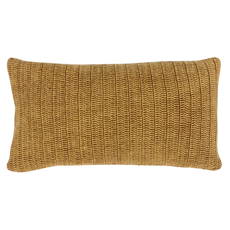 Nakeya Knitted Linen Throw Pillow, Honey, Rectangle, 14" x 26"