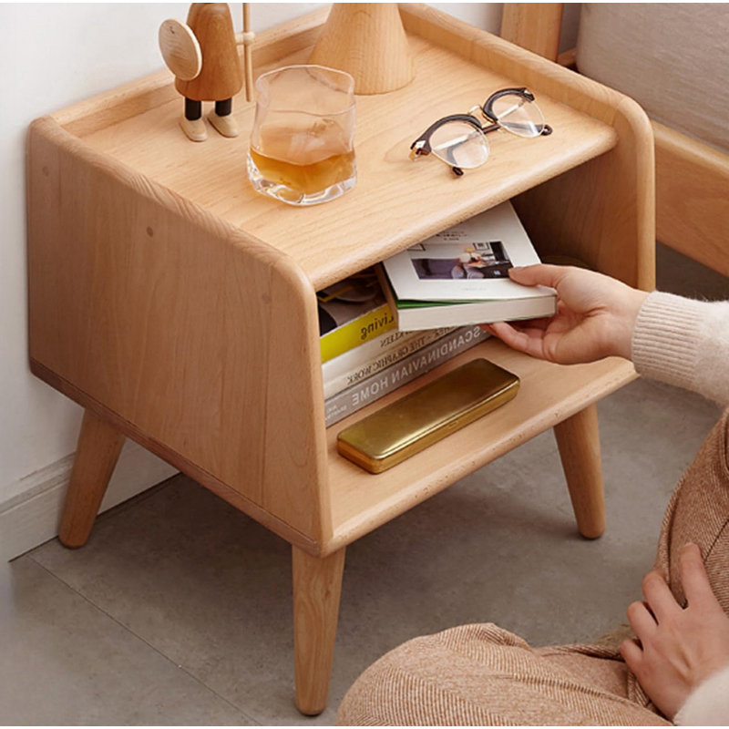 Armoire de chevet en bois massif Pure, Jaune