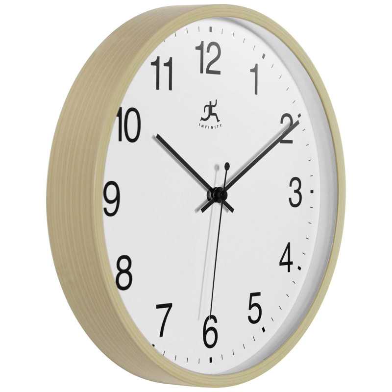 10-Inch Light Oak and White Round Wall Clock