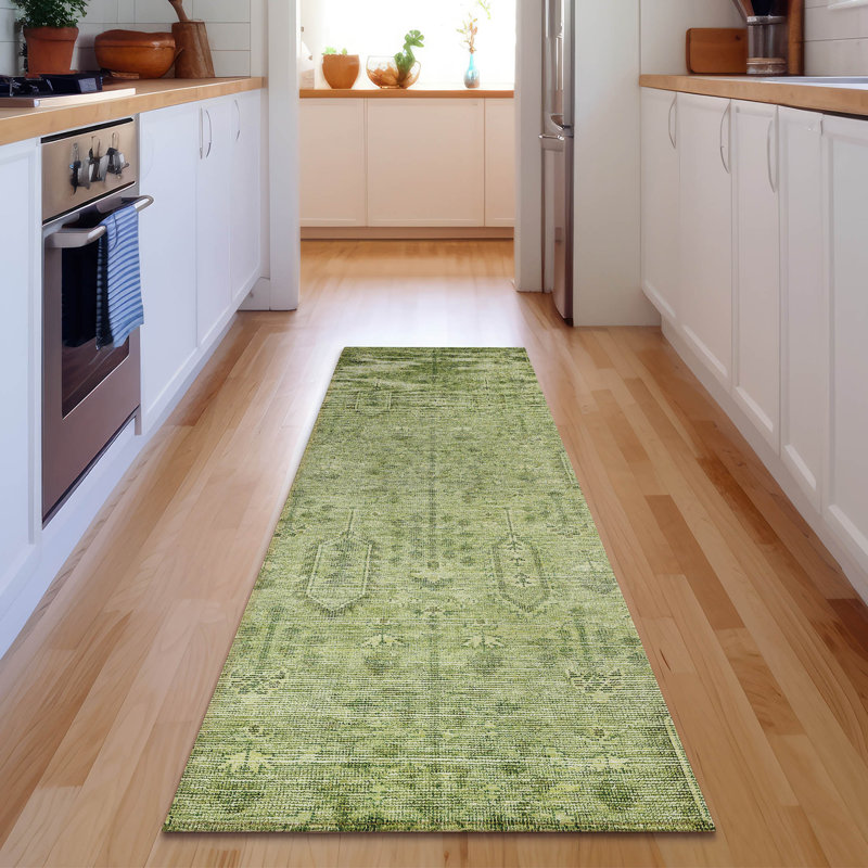 Tapis sauge de qualité supérieure Prisco, Tapis de couloir 2 pi 3 po x 7 pi 6 po