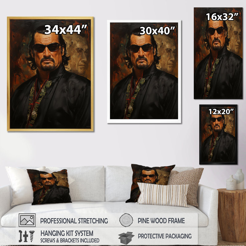 Portrait de Seagal par Kitterville Steven, H 20 po x l 12 po x P 1 po, Encadrement doré