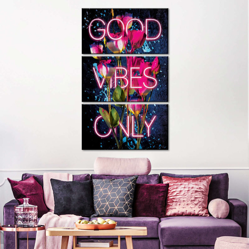 Ensemble de 3 pièces Good Vibes Only On Canvas, H 32 po x l 20 po