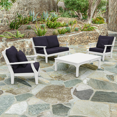 Chinoiserie 4 - Person Outdoor Seating Group with Cushions