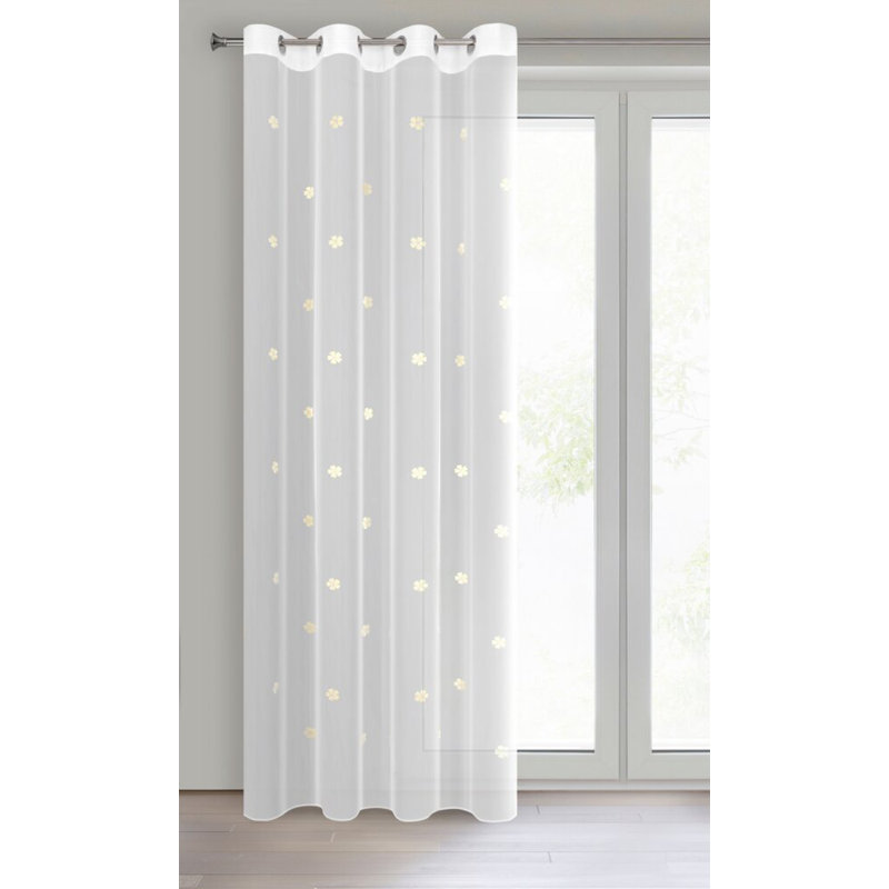 Elsa Polyester Eyelet Curtain Panel, White