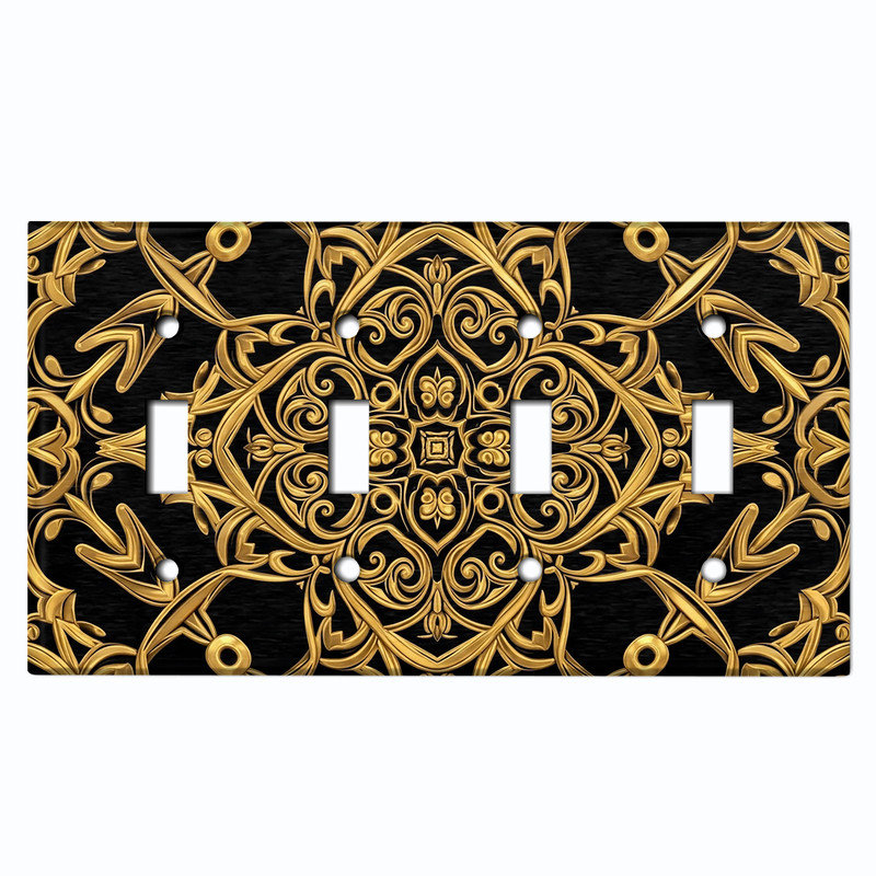 Couvercle de plaque d'interrupteur en métal; Bascule à 4 bandes standard des États-Unis - image imprimée d'art nouveau de luxe
