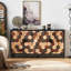 Armoire de rangement moderne 60 "avec portes en nid d'abeille, armoire d'appoint brun noir pour le vestibule, le buffet et le salon