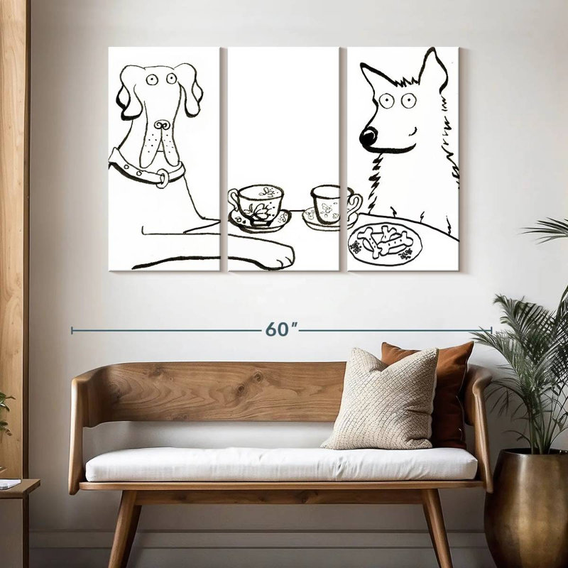Brampt Dogs Having Tea, 32" H x 50" W