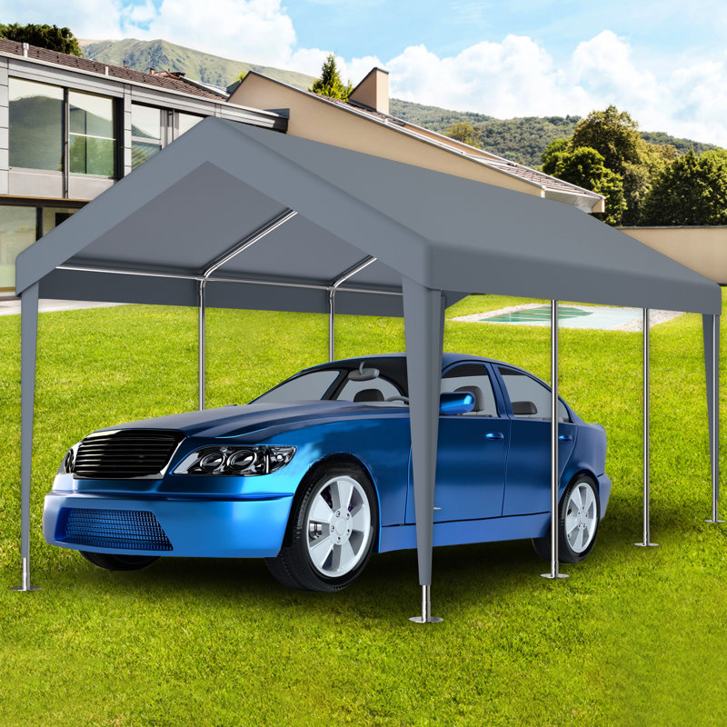 Housse pour auvent de garage 10 x 20 pi, imperméable et protégée avec 72 boucles élastiques. Polypropylène gris pour abri d'auto. Abri d'auto simple, facile à installer. Rapide Facile