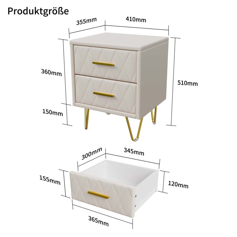 41cm W Manufactured Wood Bedside Table