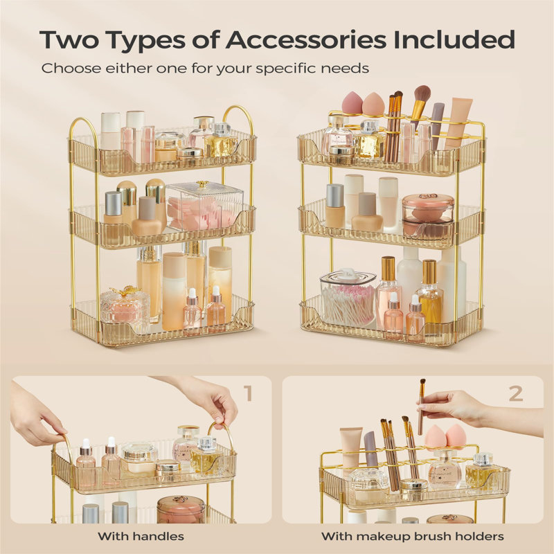 Betsabeth Plastic Makeup Organiser, Gold