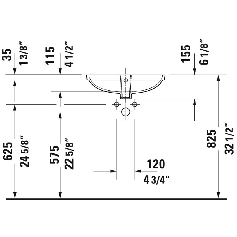 Duravit Me By Starck White Ceramic Rectangular Undermount Bathroom Sink with Overflow