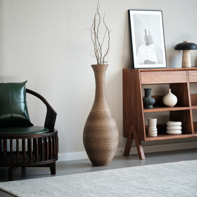 39-Inch Tall Artificial Rattan Floor Vase