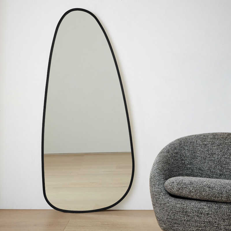 Miroir de salle de bain à forme irrégulière noir mat 50 po x 22,5 po Trequan, Noir mat, 50 po x 22,5 po