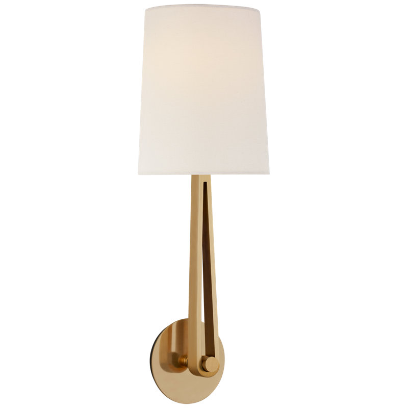 2 - Light Armed Sconce, Antique Brass