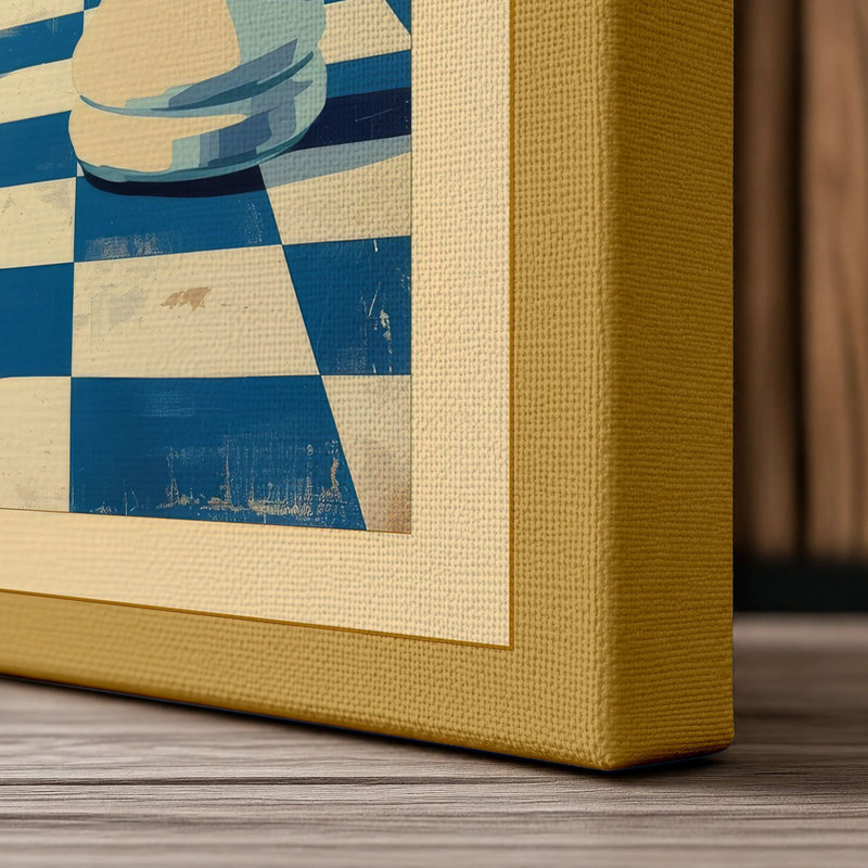 Queen and Pawn Retro - Wrapped Canvas, 36x24 - 91.4 x 61.0 cm, Ochre Border