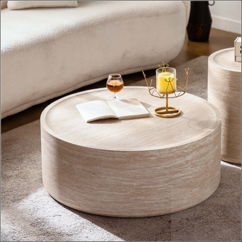 Table basse ronde avec motif Mars, aucun assemblage requis, H 12 po x L 31,5 po x l 31,5 po