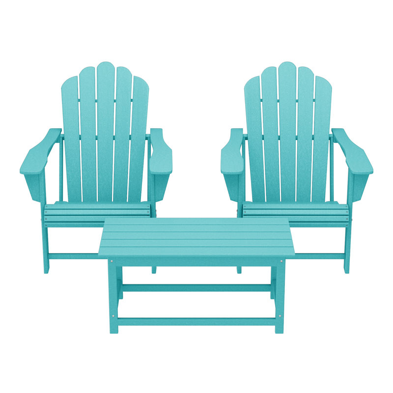 Ensemble de chaises d'extérieur en poly Adirondack avec table basse, Sarcelle