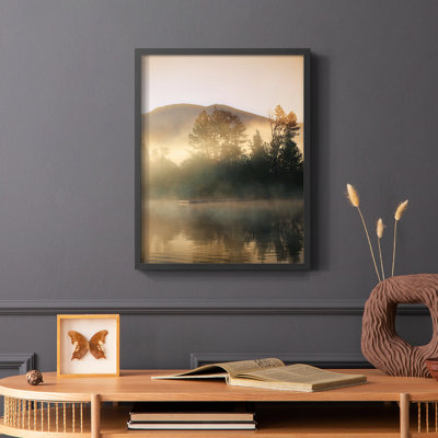 Reproduction encadrée de reflets émeraude - bois massif