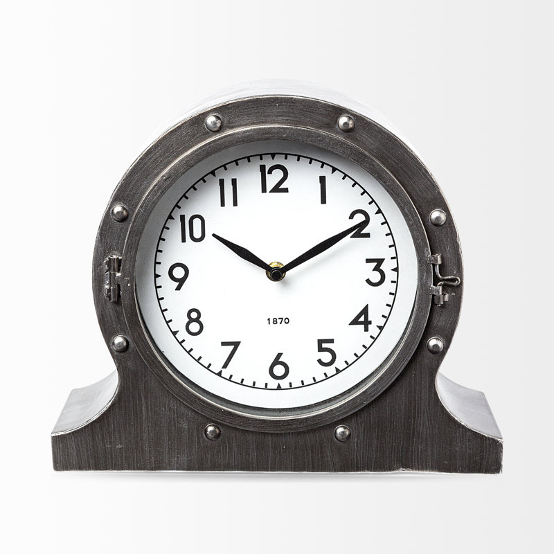Horloge de table en métal quartz analogique de couleur brune