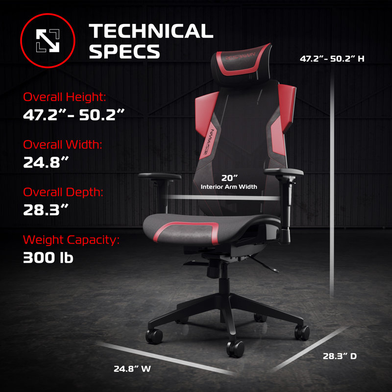 Fauteuil de jeu et de jeu ergonomique avec support lombaire RESPAWN FLExx, Rouge