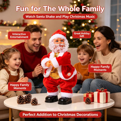 Christmas Decorations Electric Dancing Santa Claus Decoration Musical Santa Figurine with Hip-Swinging Action (Battery-Operated) Festive Tabletop Christmas Gift for the Home
