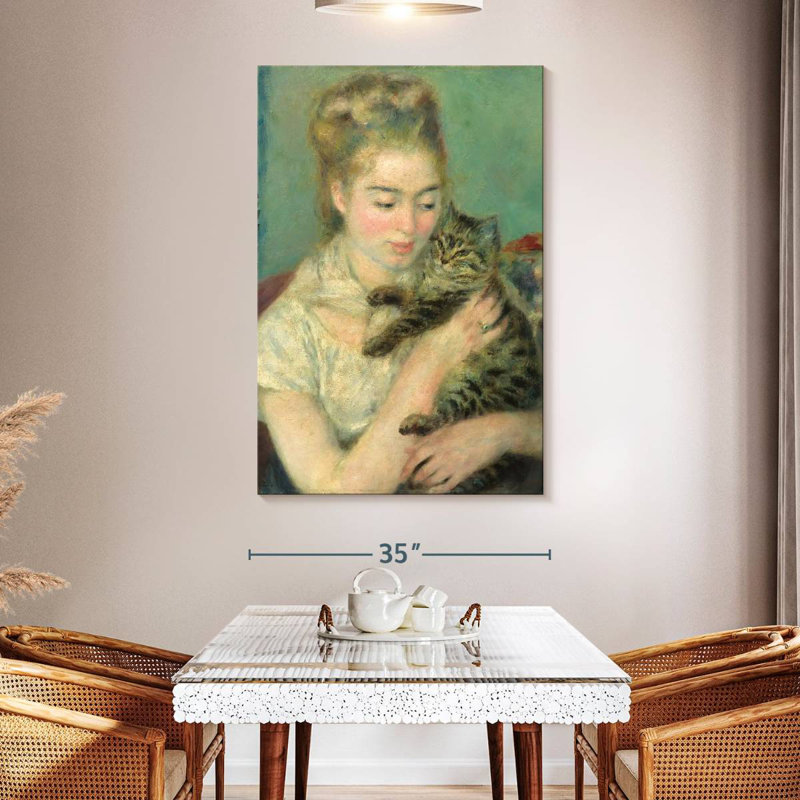 Leisha Woman With A Cat, 51" H x 34" W