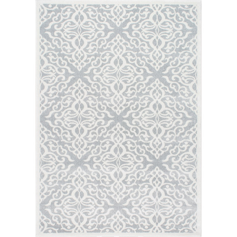 Tyner Trellis Vintage Style Power Loom Performance Gray Rug, Rectangle 8' x 10'