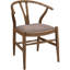 Chaises de salle à manger de style Mid-Century 2 pièces, noyer, siège rembourré, dossiers arrondis, pieds fuselés, revêtement brun dans des chaises modernes en tissu doux (2 pièces), finition noyer, dossier, pieds